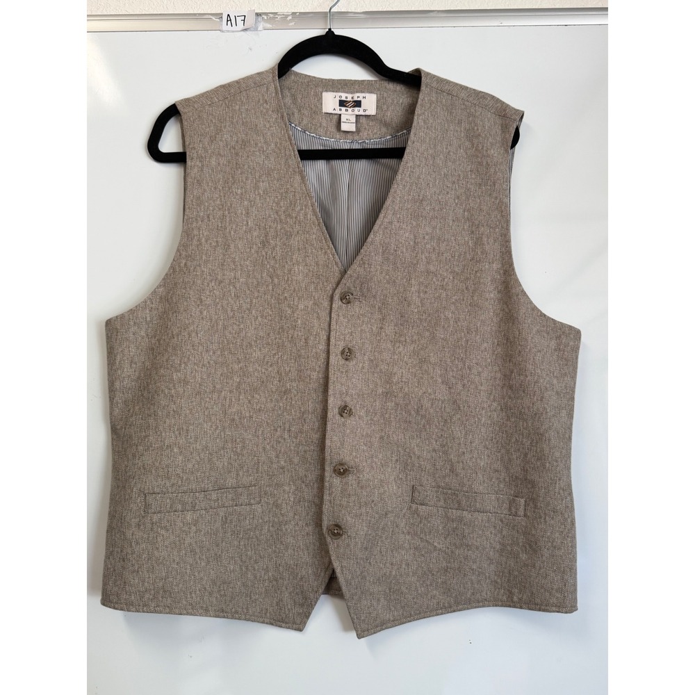 Joseph Abboud Mens XL Brown Heathered Button Front Suit Vest Waistcoat Pockets